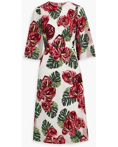 Dolce & Gabbana Floral-print Organza Midi Dress - Red