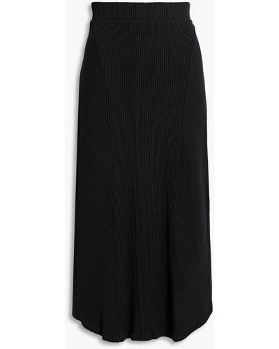 Rag & Bone Ribbed Jersey Midi Skirt - Black