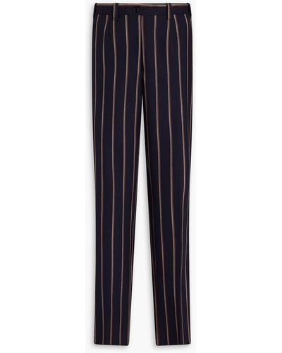 Giuliva Heritage Altea Striped Wool-canvas Straight-leg Trousers - Blue