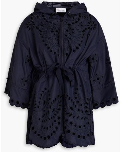RED Valentino Broderie Anglaise Shell Hooded Jacket - Blue