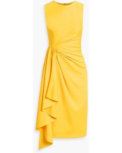 Badgley Mischka Draped Cady Dress - Yellow