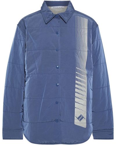 T By Alexander Wang Quilted Printed Washed-shell Jacket - Blue