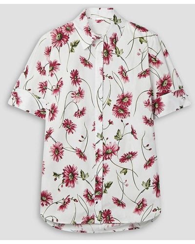 Adam Lippes Hemd aus baumwollpopeline mit floralem print - Weiß