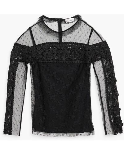 RED Valentino Point D'esprit And Guipure Lace Blouse - Black