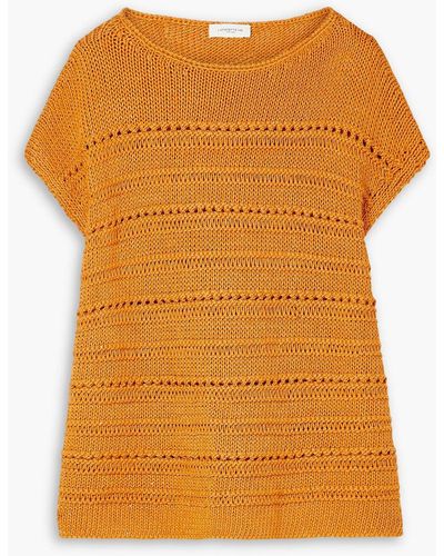 Lafayette 148 New York Crochet-knit Cotton-blend Jumper - Orange