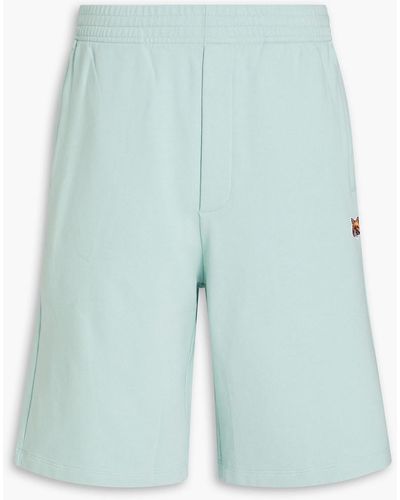 Maison Kitsuné Embroidered French Cotton-terry Shorts - Blue