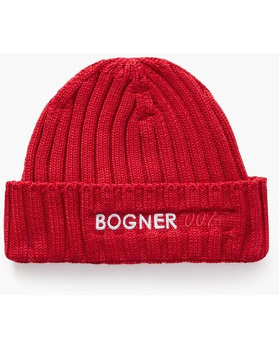 Bogner Bosco Embroide Ribbed Wool-blend Beanie - Red