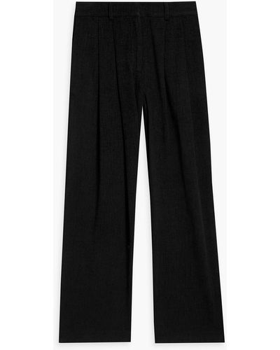 Co. Pleated Tton-blend Wide-leg Pants - Black