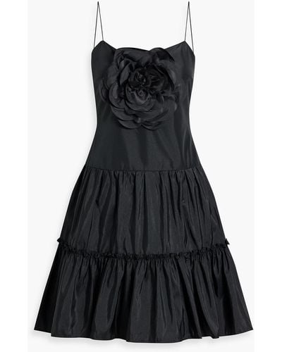 Zac Posen Appliquéd Tiered Taffeta Mini Dress - Black