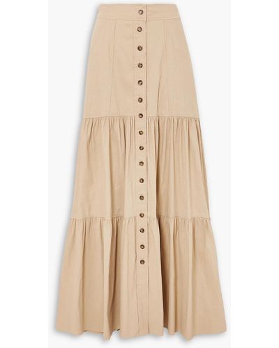 A.L.C. Petra Flannery Inez Tiered Linen-blend Maxi Skirt - Natural