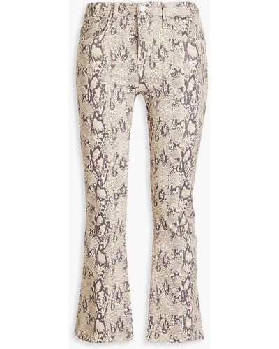 FRAME Le Crop Mini Boot Cropped Snake-print Cotton-blend Twill Bootcut Trousers - Natural
