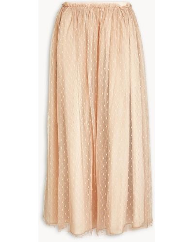 RED Valentino Pleated Point D'esprit Midi Skirt - Natural