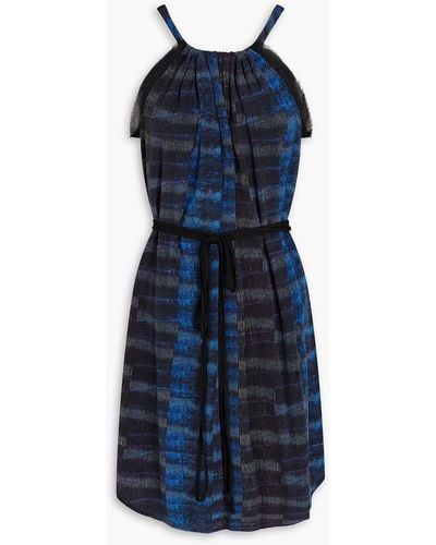 See By Chloé Gathered Printed Silk Crepe De Chine Dress - Blue
