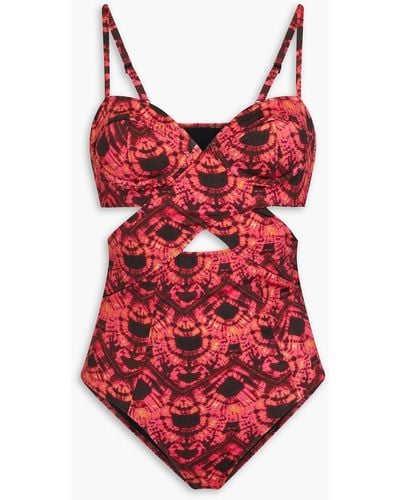 Ulla Johnson Luna Cutout Tie-dyed Swimsuit - Red