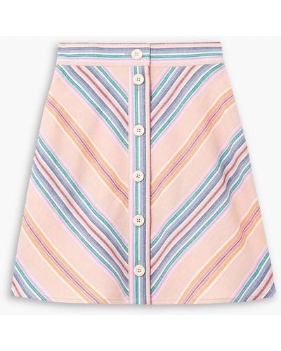 See By Chloé Striped Cotton And Linen-blend Mini Skirt - White