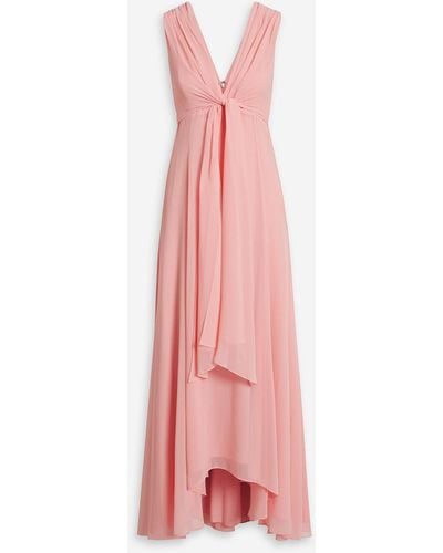 Badgley Mischka Asymmetric Draped Chiffon Gown - Pink