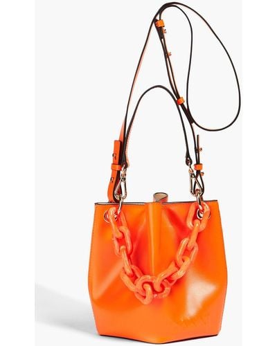 Ganni Textured-leather Bucket Bag - Orange