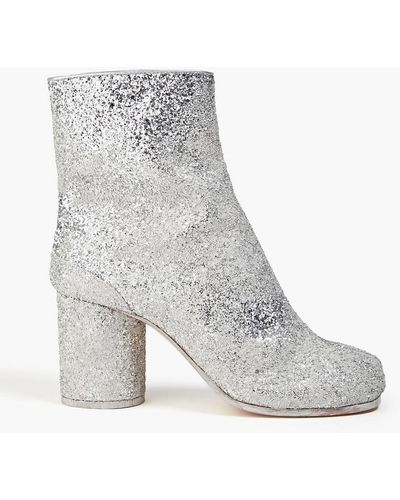 Maison Margiela Tabi Split-toe Glittered Woven Ankle Boots - Gray