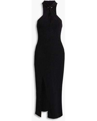Nicholas Daija Twisted Ribbed-knit Midi Dress - Black