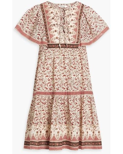 Sea Ivette Tie Printed Cotton Mini Dress - Pink
