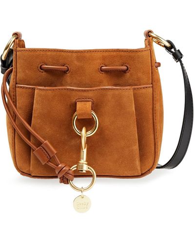 See By Chloé See By Chloé Tony Leather-paneled Suede Bucket Bag - Brown