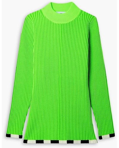 Christopher John Rogers Ribbed Wool-blend Sweater - Green