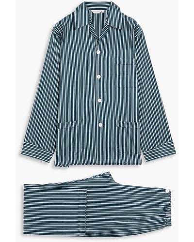 Derek Rose Wellington Striped Cotton-poplin Pajama Set - Blue