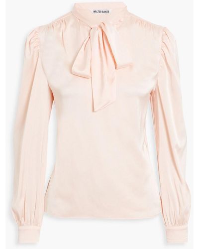 Walter Baker Duchess Pussy-bow Satin Blouse - Pink