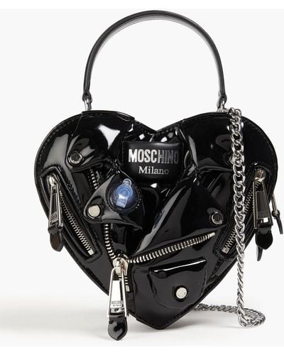 Moschino Embellished Faux Patent-leather Tote - Black