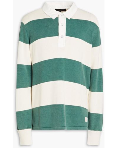 Rag & Bone Eton Striped Cotton-blend Polo Shirt - Green