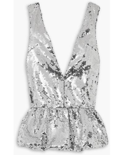 16Arlington Salina Sequined Tulle Mini Dress - Grey