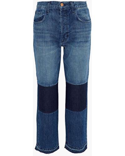 J Brand Cropped Patchwork Mid-rise Straight-leg Jeans - Blue