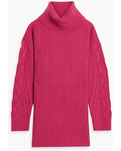 NAADAM Cable-knit Wool And Cashmere-blend Turtleneck Sweater - Pink