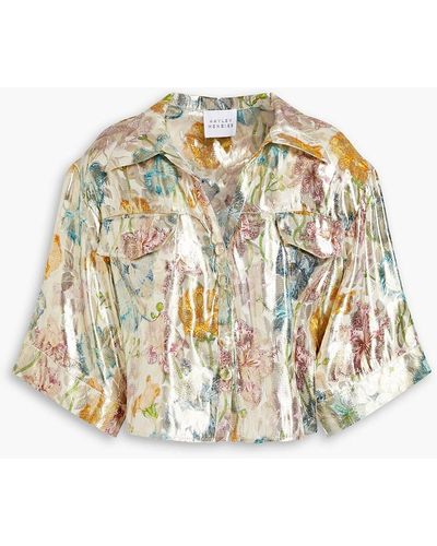 Hayley Menzies Cropped Silk-jacquard Shirt - Metallic