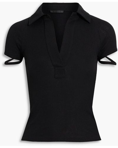 Helmut Lang Ribbed Cotton-jersey Polo Shirt - Black