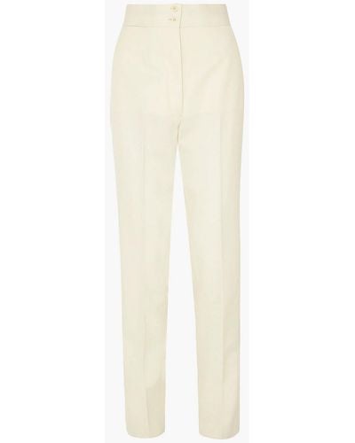 Giuliva Heritage Dorothea Silk-trimmed Wool Tapered Trousers - White