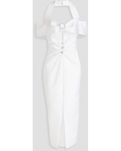 Rasario Cold-shoulder Crystal-embellished Cutout Midi Dress - White