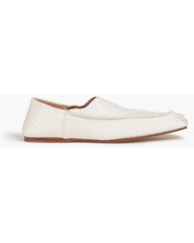 Acne Studios Snake-effect Leather Loafers - White