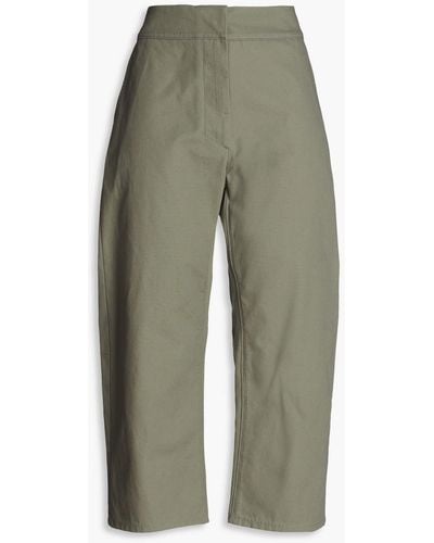 Jil Sander Cropped Cotton-canvas Straight-leg Pants - Green