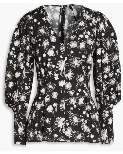 Mother Of Pearl Rosie Floral-print Tm Lyocell-twill Top - Black