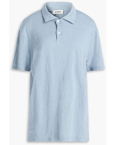 Sandro Linen Polo Shirt - Blue