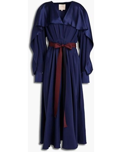ROKSANDA Olena Pleated Silk-cady Midi Dress - Blue