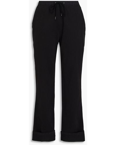 James Perse Cotton-blend Gabardine Straight-leg Trousers - Black