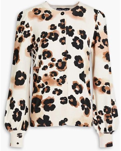 Boutique Moschino Leopard-print Cotton And Silk-blend Cardigan - White