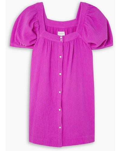 Honorine Francoise Crinkled Cotton-gauze Mini Dress - Pink