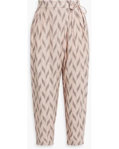Joie Wilmont Cropped Printed Cotton Tapered Trousers - Natural