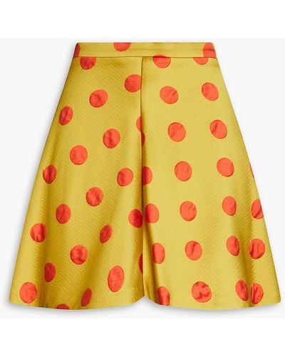 RED Valentino Polka-dot Jacquard Shorts - Yellow