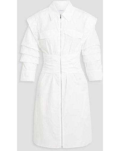 10 Crosby Derek Lam Skylar Ruched Cotton-poplin Mini Shirt Dress - White