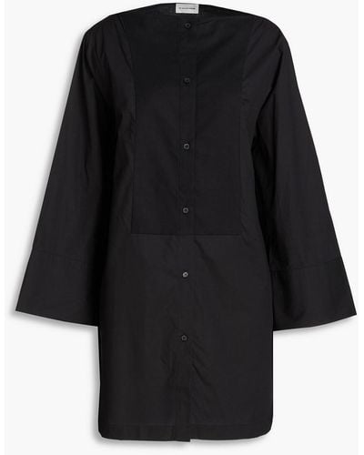 By Malene Birger Baltimore Cotton-poplin And Piqué Top - Black