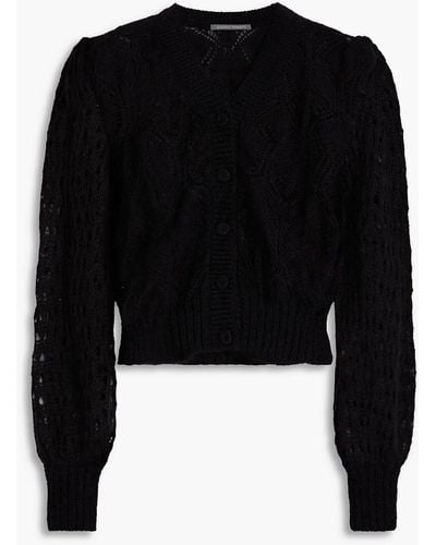 Alberta Ferretti Open-knit Mohair-blend Cardigan - Black
